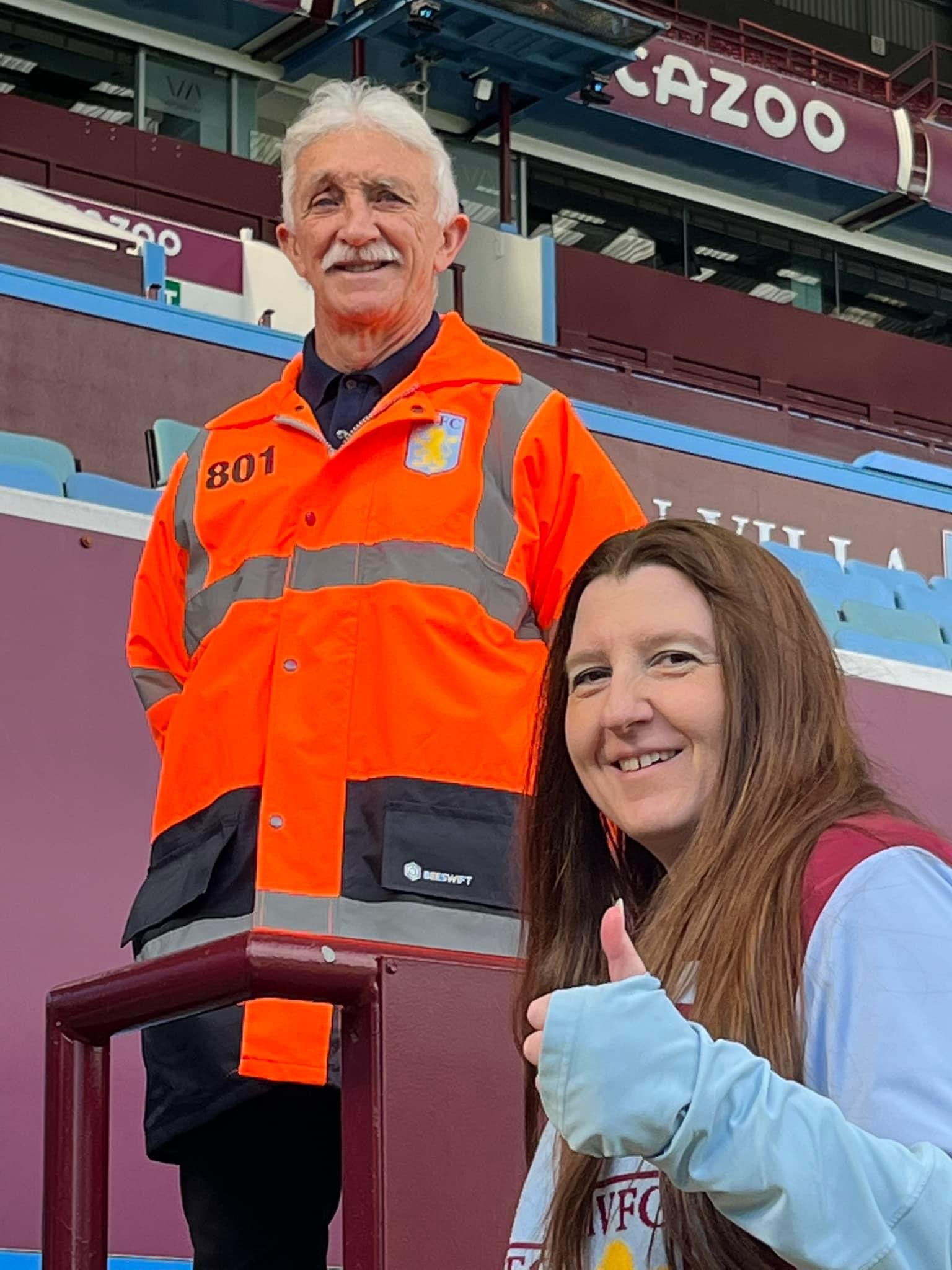 At Villa Park during filming